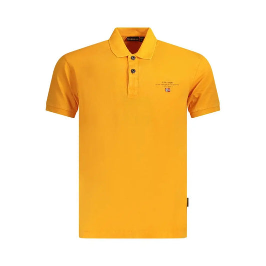 Napapijri orange cotton polo shirt med gul logo på venstre bryst