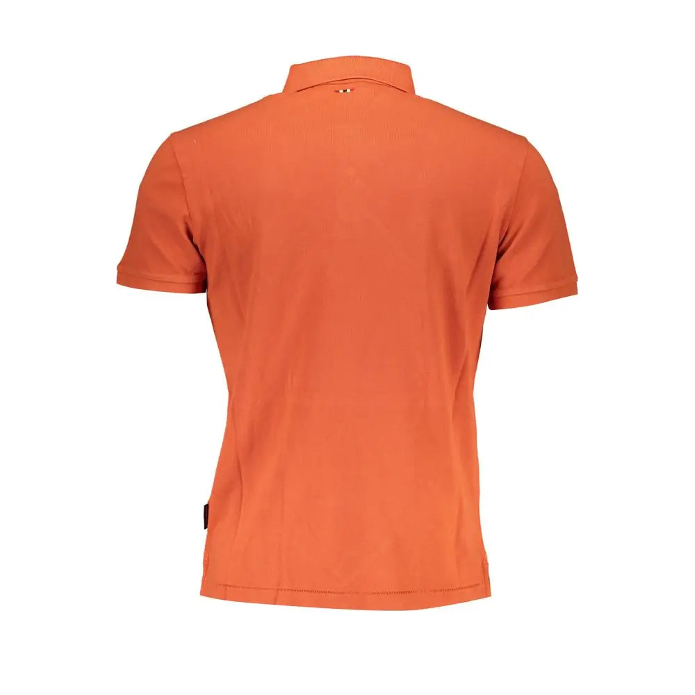 Napapijri orange cotton polo shirt med kortærmet design og klassisk krave