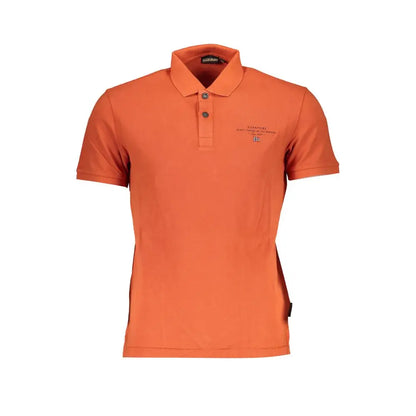 Napapijri orange cotton polo shirt with collar and embroidered logo