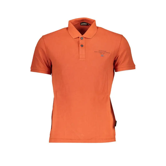 Napapijri orange cotton polo shirt with collar and embroidered logo