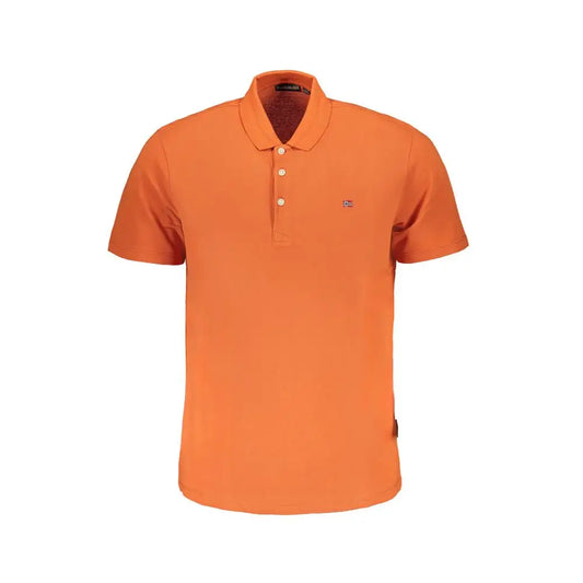 Napapijri orange cotton polo shirt med flagbroderi på brystet