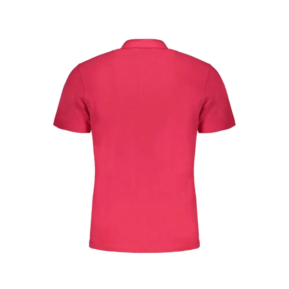 Napapijri pink cotton polo shirt in vibrant red with classic collar