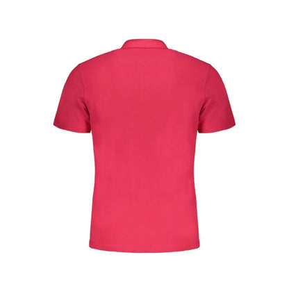 Napapijri pink cotton polo shirt in vibrant red with classic collar