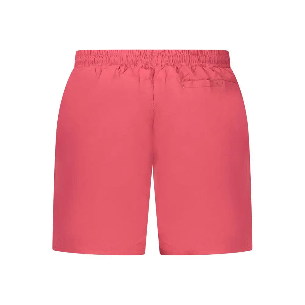 Napapijri røde polyamid badebukser i korallrosa med elastik og lomme