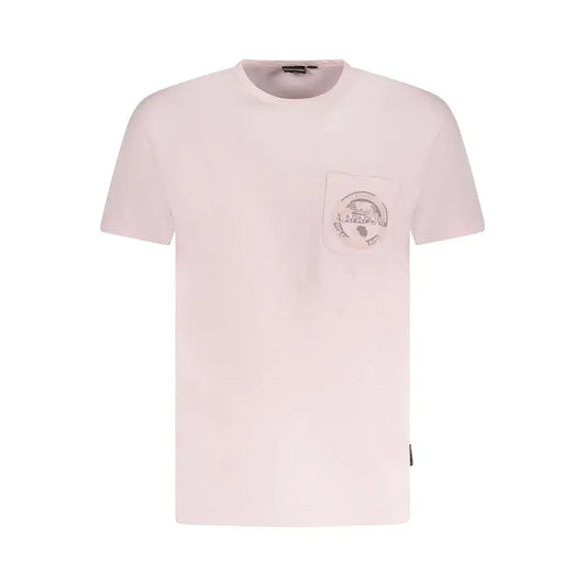 Napapijri rosa cotton t-shirt i blød pink med subtil logo