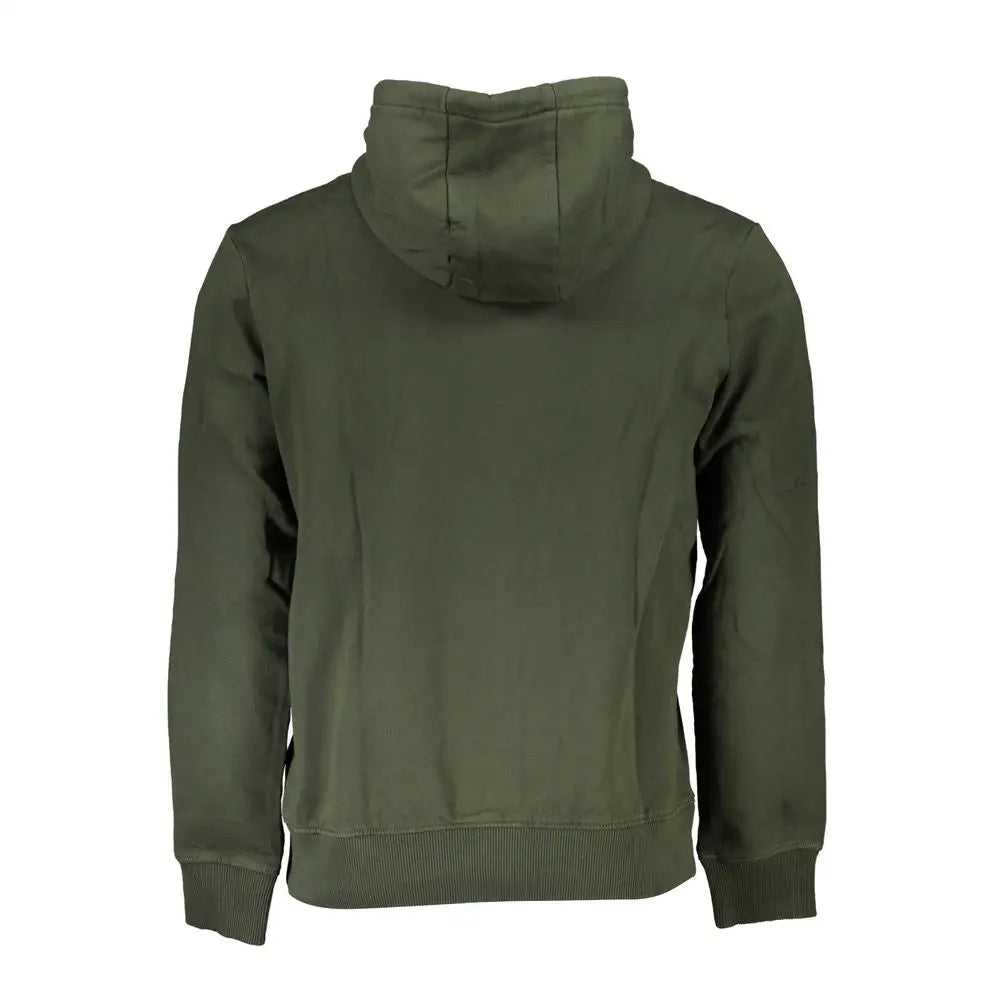 Napapijri verde cotton sweatshirt in olive green with ribbed cuffs