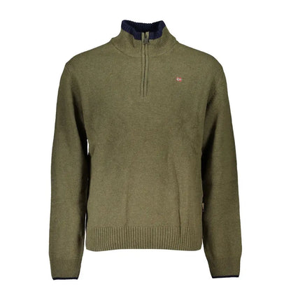 Napapijri Verde Tessuto herre-sweater i olivengrøn med navy krave