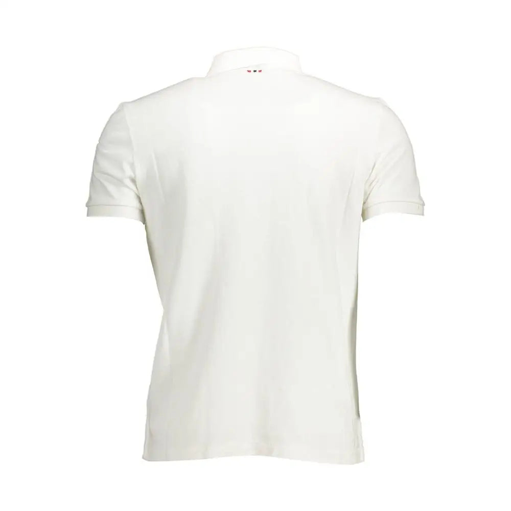 Napapijri white cotton polo shirt with classic collar and red logo