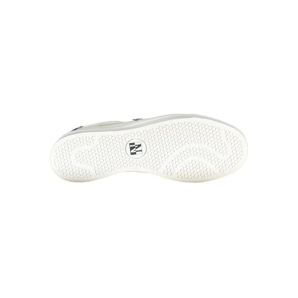 Napapijri white polyester sneakers with hexagonal tread sole and logo