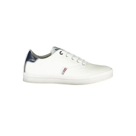 Napapijri white polyester men sneakers with navy heel tab