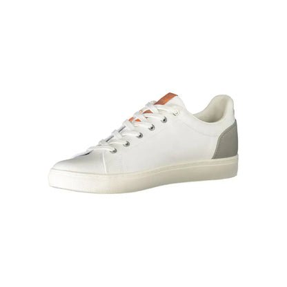 Napapijri white polyester sneakers with gray panels and orange accents
