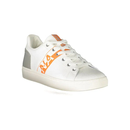 Hvid Napapijri polyester sneaker med orange na-logo og grå sidepanel