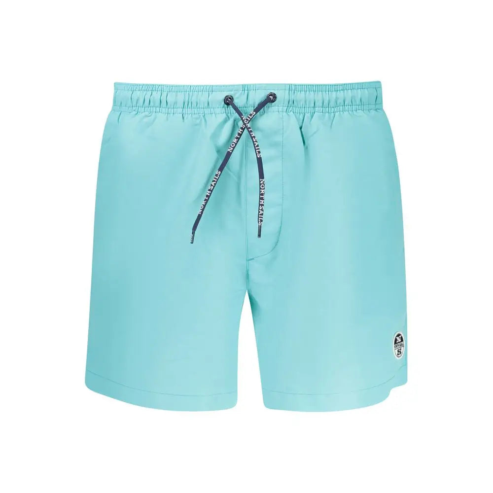 Nord Sails Azzurro light blue polyester men’s swim trunks with drawstring waistband and logo