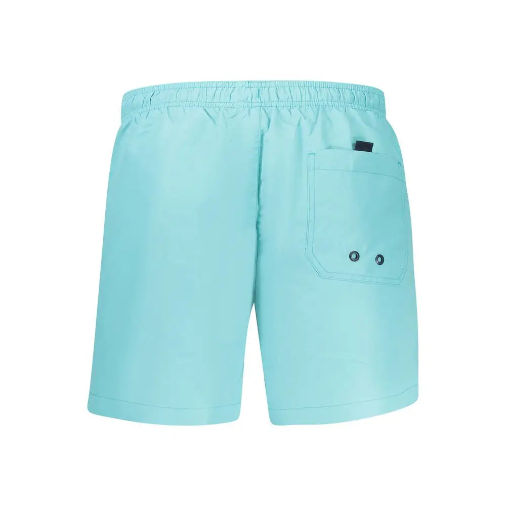 North sails azzurro light blue polyester men’s swim trunks with elastic waistband and buttoned back pocket