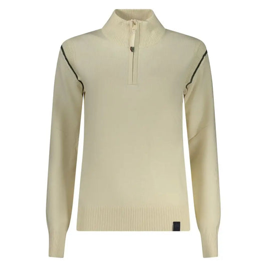 Maglia North Sails Bianco Viscosa Donna con zip e cuciture verdi
