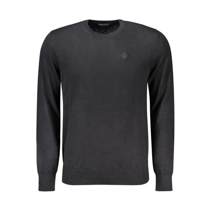 North sails black cotton sweater with textured knit and logo