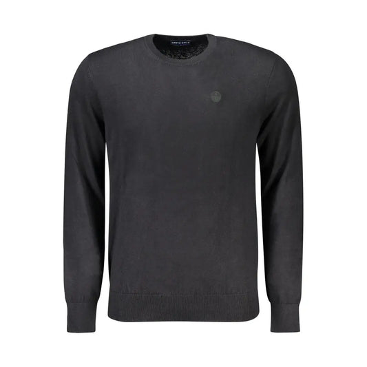 North sails black cotton sweater with textured knit and logo