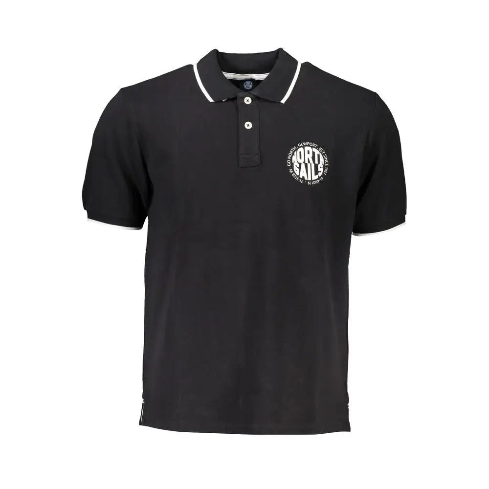 Sort sortbomulls polo fra North Sails med hvid trim og logo