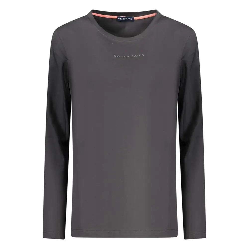 North sails black kvindelig bomuldst-shirt i mørkegrå med subtil branding