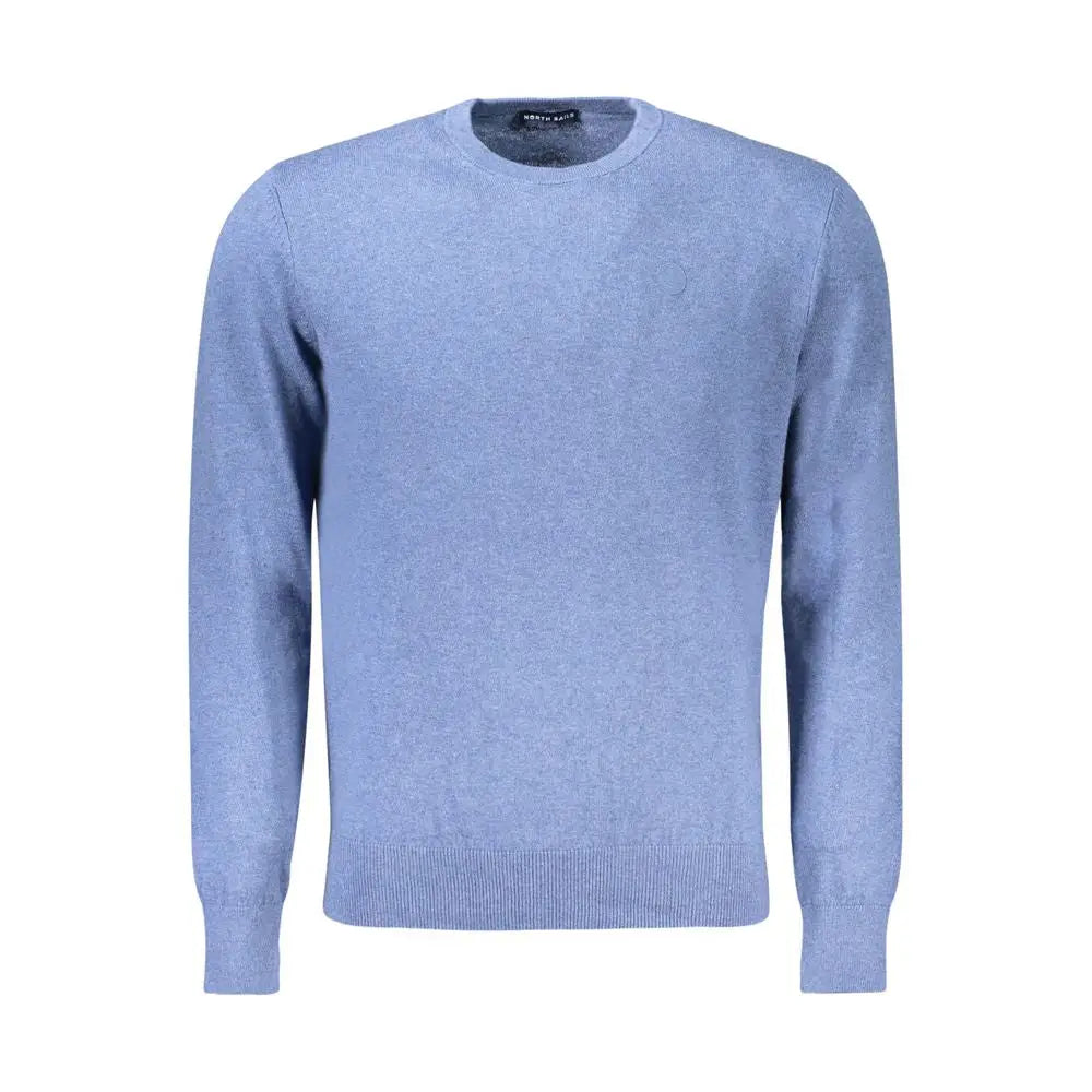 North Sails blå farve herresweater i letblå heathered knit med crew neck og ribbed cuffs