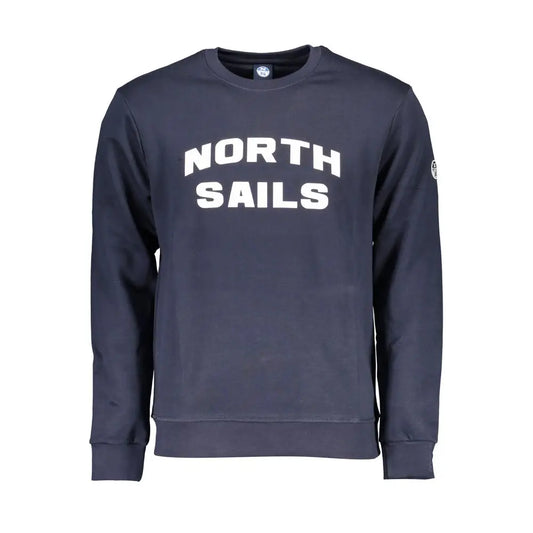 North Sails blå bomuldssweater med hvidt bue-logo, 100% originale brands