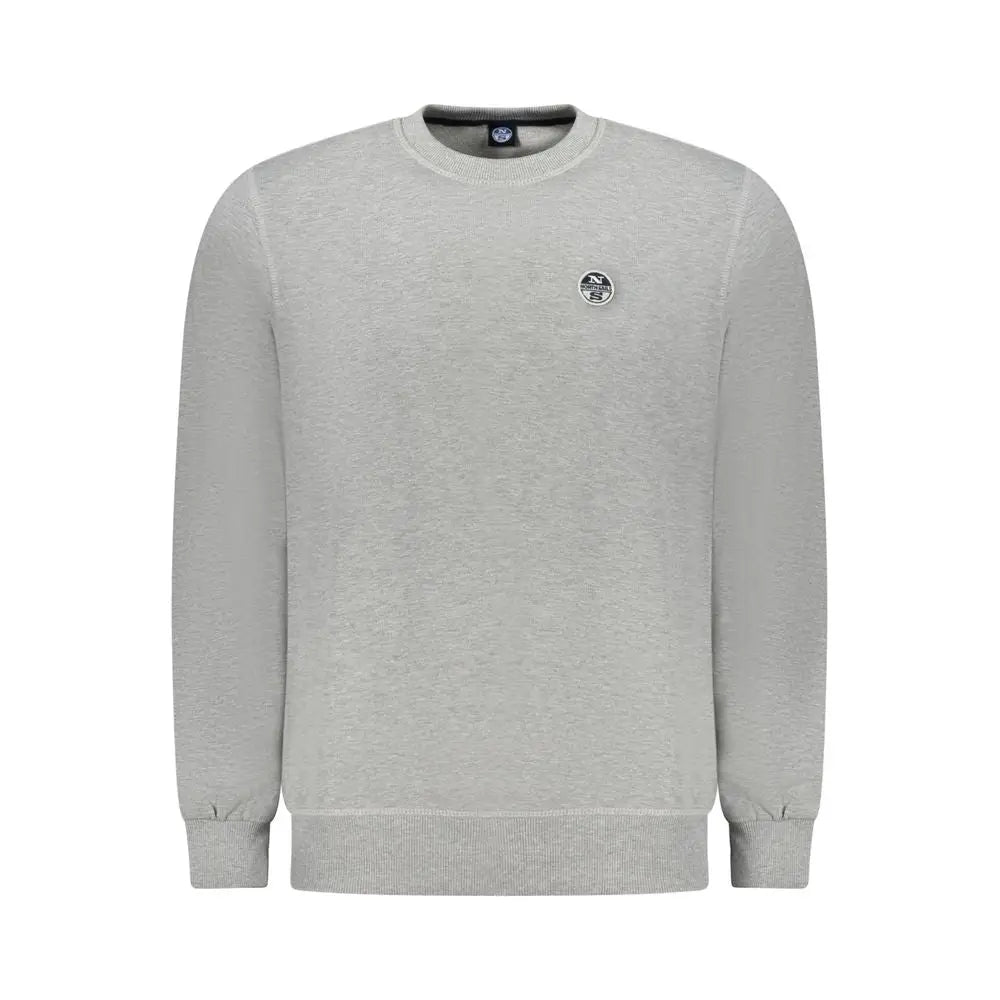 North sails gray cotton sweater med cirkulært logo på venstre bryst