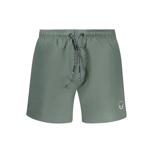 North sails grønne polyester shorts i olivengrøn nylon med marineblå snor