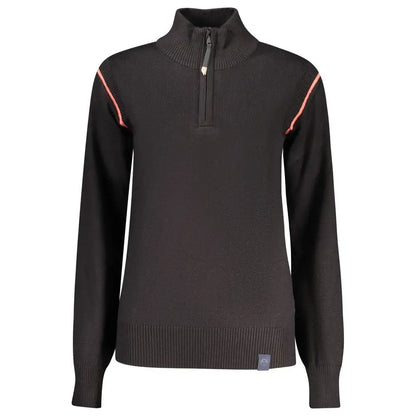 Sort North Sails Nero Viscosa kvinders sort strikket quarter-zip sweater med pink kontrast