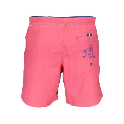 North Sails pink polyester swimwear med blå palm og nautica-logo