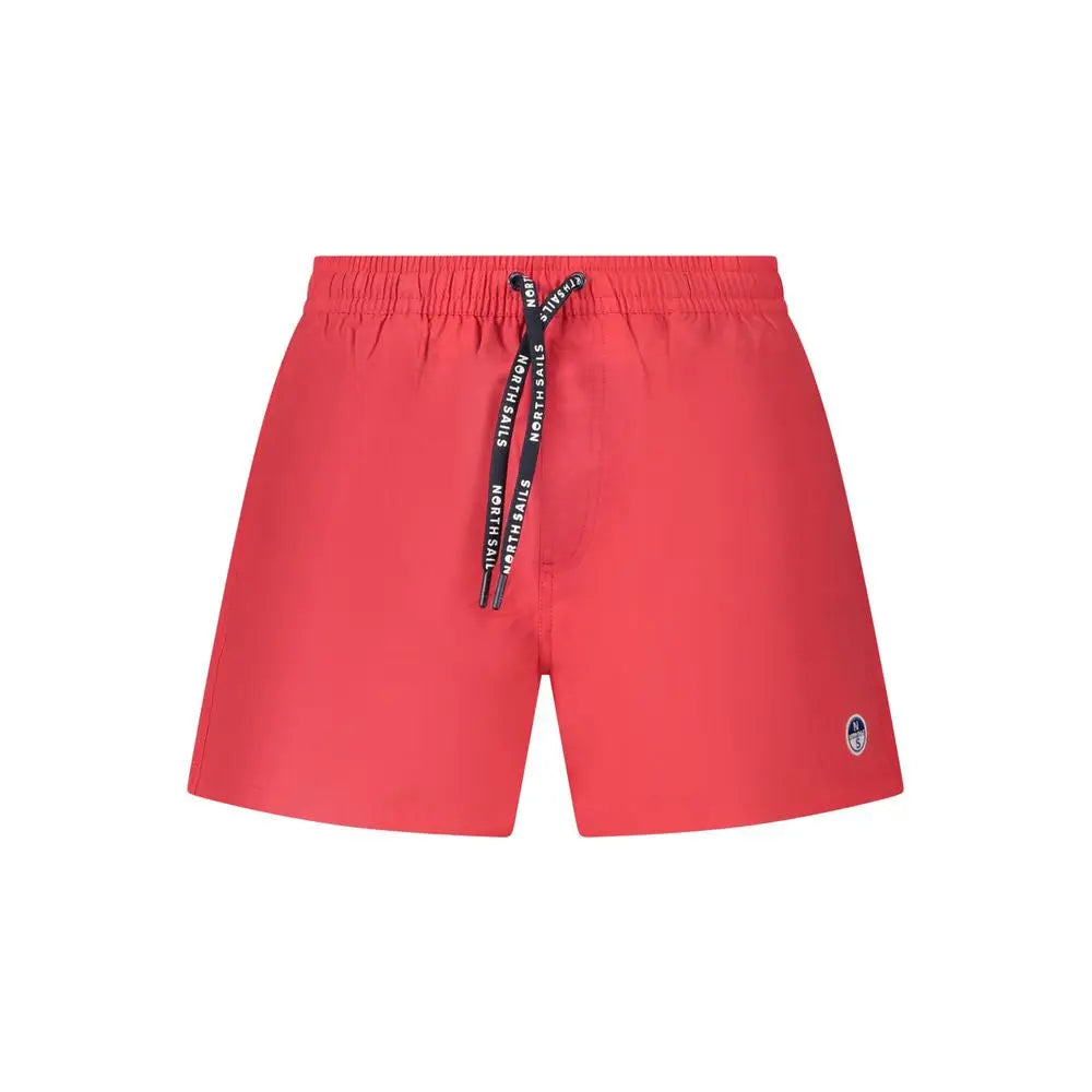 Lyst røde North Sails badeshorts med sort snor og logo, outlet mærkevarer