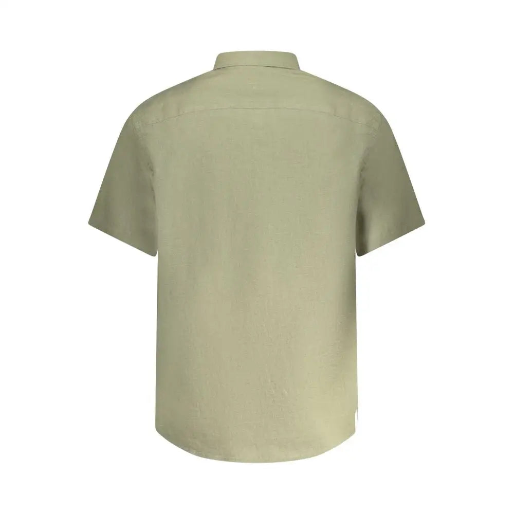 North sails verde linen short-sleeved olive-green button-up shirt