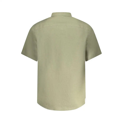 North sails verde linen short-sleeved olive-green button-up shirt