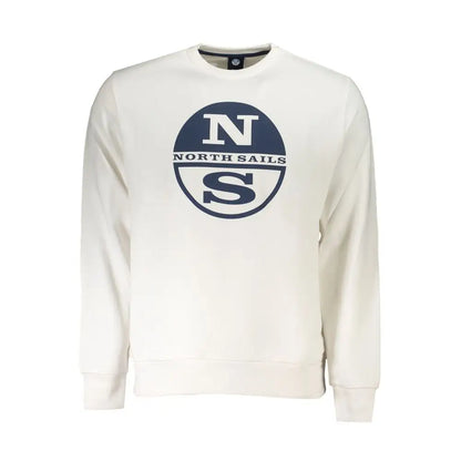 North Sails creme crewneck sweater med navy logo, 100% originale brands