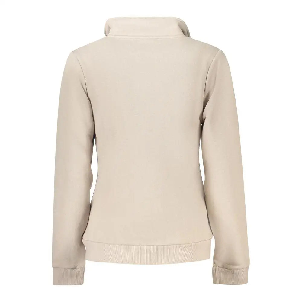 Beige sweatshirt med fleecefor, lynlås og ribkant, 100% originale brands