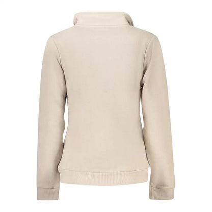 Beige sweatshirt med fleecefor, lynlås og ribkant, 100% originale brands