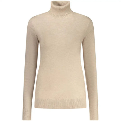 Beige viscosa turtleneck sweater med ribbed kanter fra Norway 1963