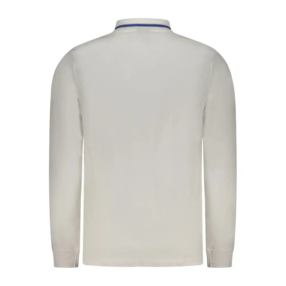 Bianco cotton polo shirt i creme med navy krave, Norway 1963 model