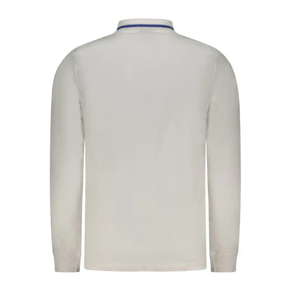 Bianco cotton polo shirt i creme med navy krave, Norway 1963 model