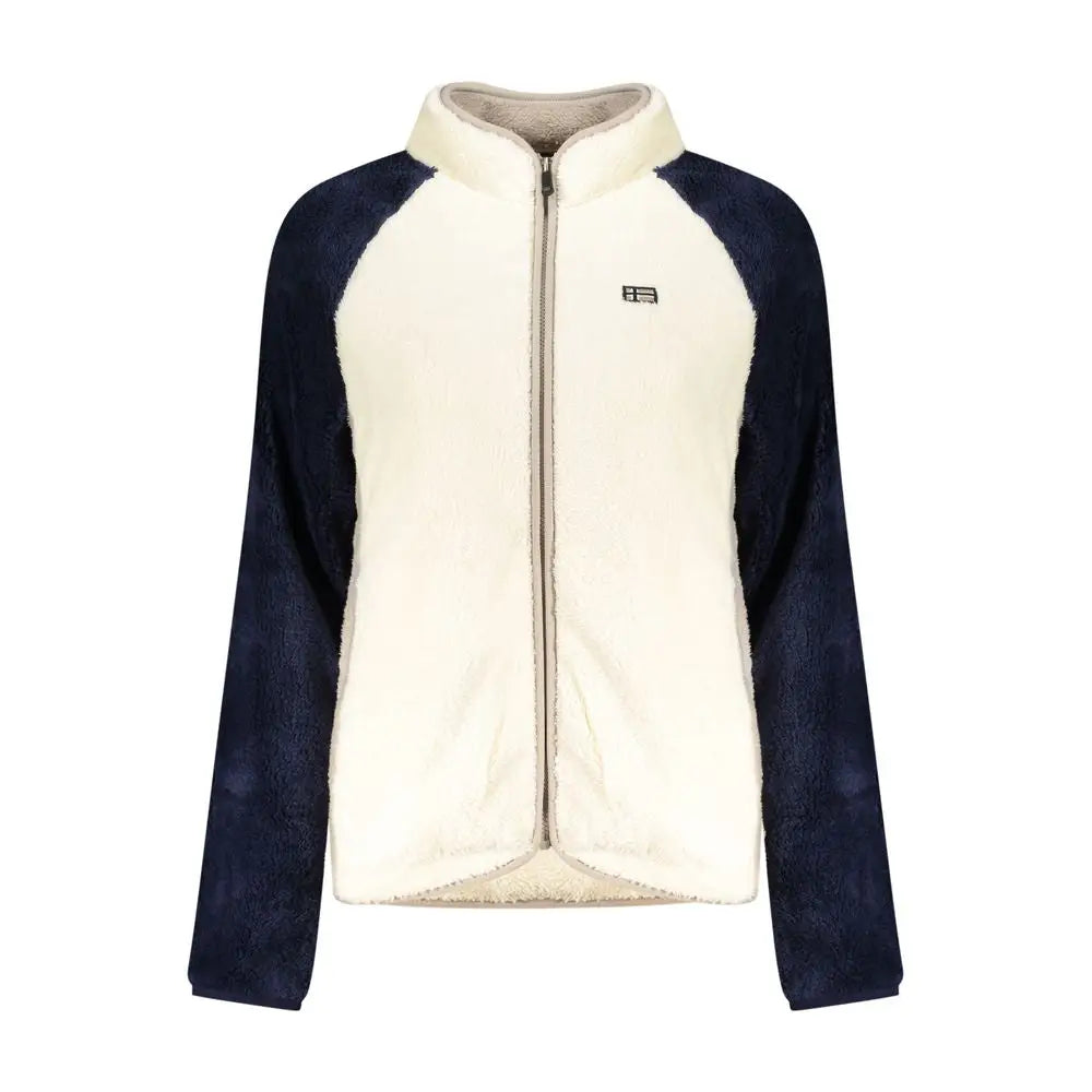 Hvid Norway 1963 Bianco polyester kvinders sweatshirt i cremede og navy blå fløjl