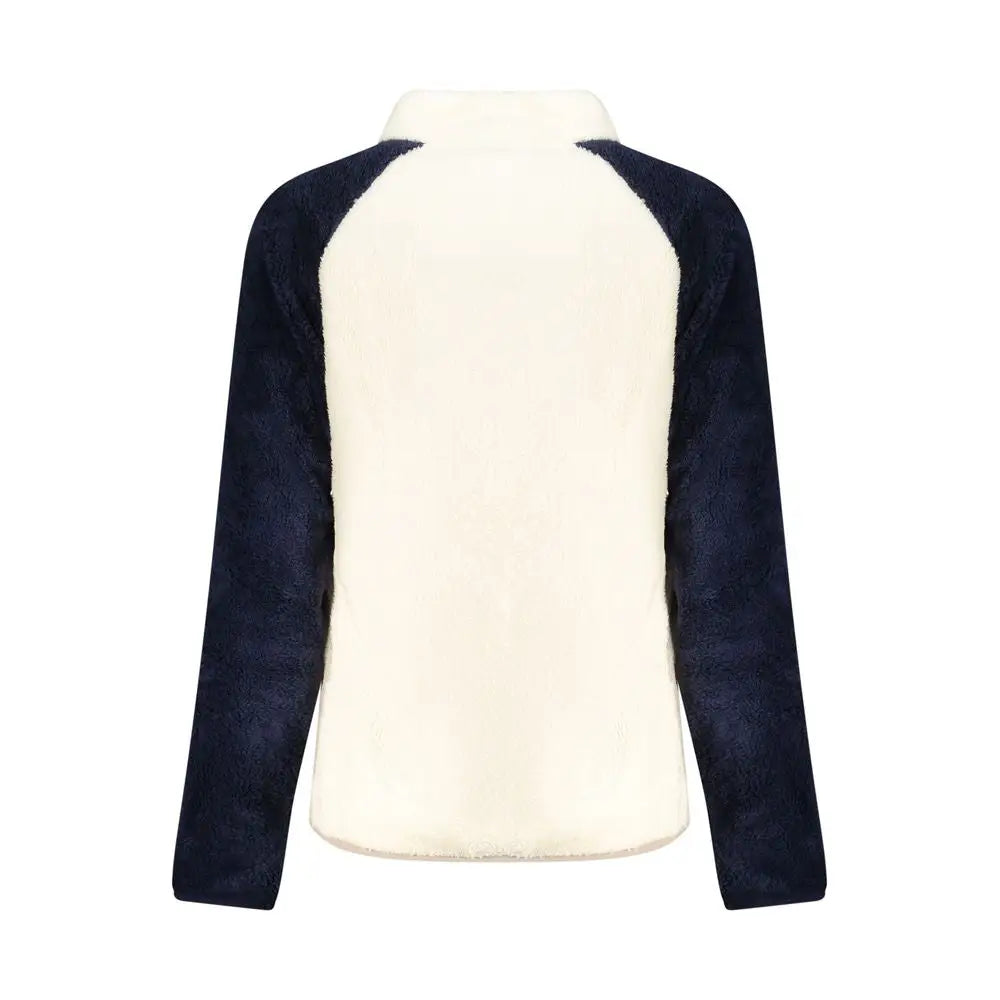 Hvid sweatshirt med creme fleece og navy ærmer, 100% originale brands