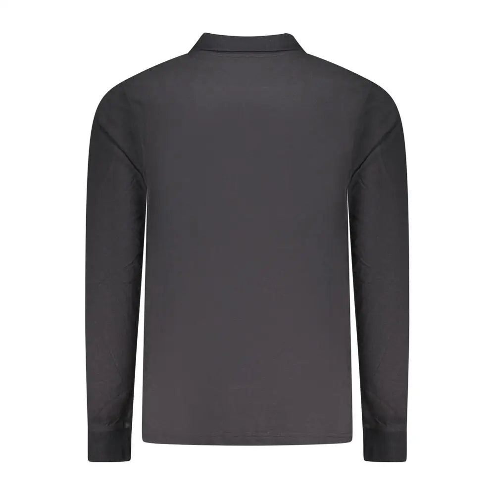 Mørk grå langærmet polo shirt i sort bomuld fra Norway 1963