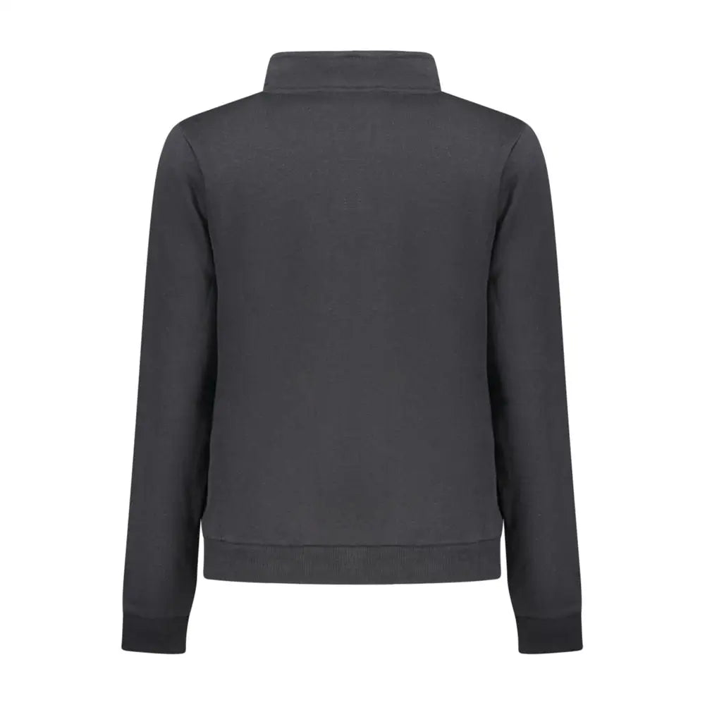 Mørk grå lynlåsjakke med høj krave og ribbende manchetter i sort bomuldssweatshirt