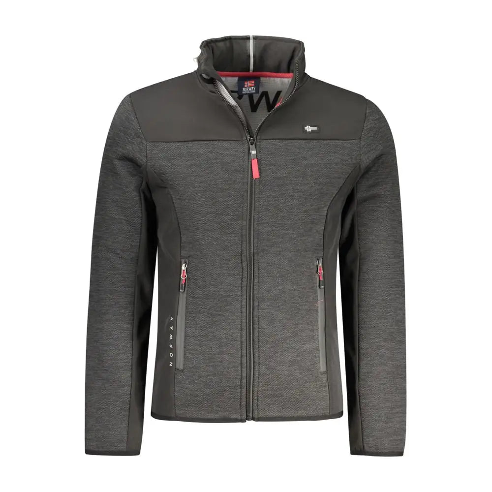 Mørkegrå fleece jakke med pink lynlås og branding, outlet mærkevarer 100% originale brands