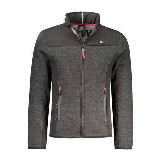 Mørkegrå fleece jakke med pink lynlås og branding, outlet mærkevarer 100% originale brands