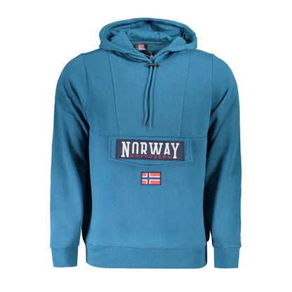 Teal blu cotton sweatshirt med Norge-flag og patch til daglige garderobe
