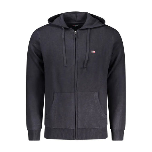 Sort svart blu poliestere cardigan med rød-hvid logo, 100% originale brands