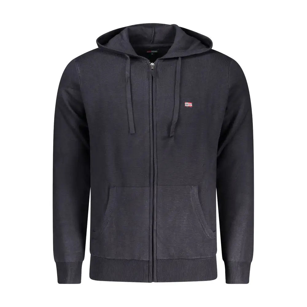 Sort sort glidelås cardigan i blu poliestere, 100% originale brands fra outlet mærkevarer