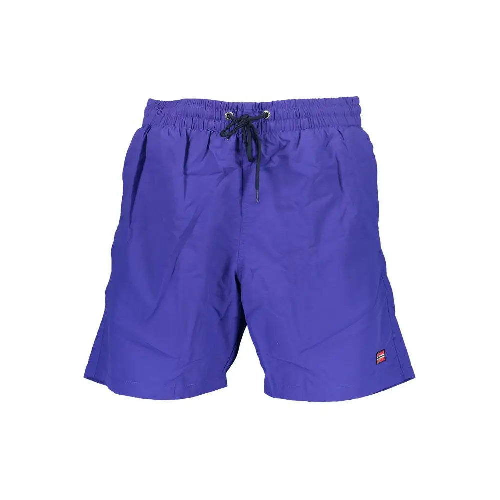 Vibrant royal blue polyamide swimwear med sort snor og elastik