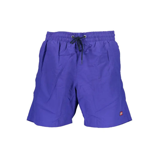 Vibrant royal blue polyamide swimwear med sort snor og elastik