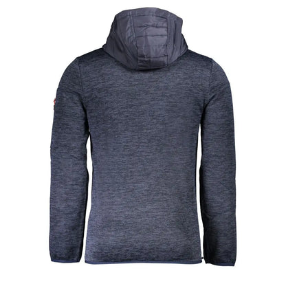Mørk grå hejret hættetrøje med blød for med blå polyester skal